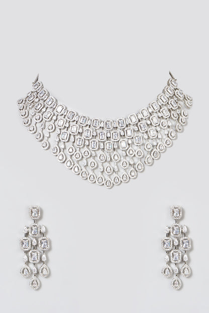 White Finish Zircon Necklace Set
