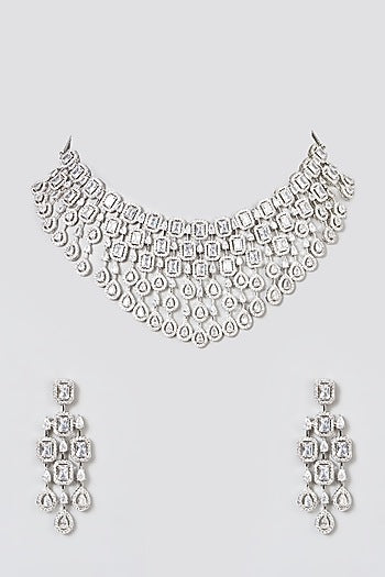 White Finish Zircon Necklace Set