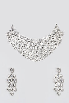 White Finish Zircon Necklace Set