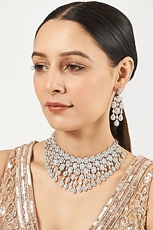 White Finish Zircon Necklace Set
