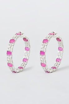White Finish Hoop Earrings