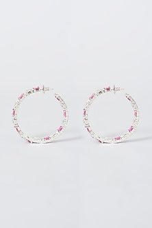 White Finish Hoop Earrings