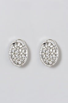 White Finish Zircon Stud Earrings