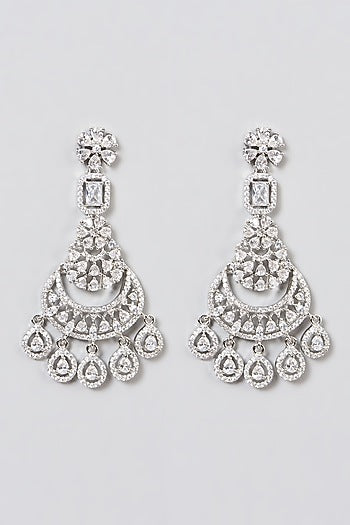 White Finish Zircon Dangler Earrings