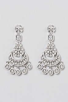 White Finish Zircon Dangler Earrings
