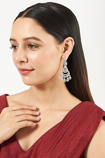 White Finish Zircon Dangler Earrings
