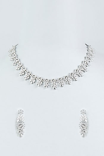 White Finish Zircon Necklace Set