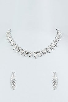 White Finish Zircon Necklace Set