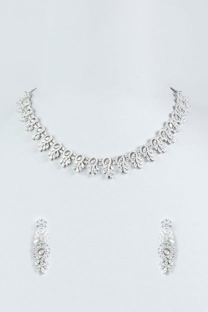 White Finish Zircon Necklace Set