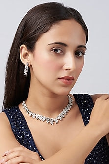 White Finish Zircon Necklace Set