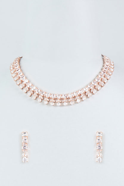 Rose Gold Finish Zircon Necklace Set