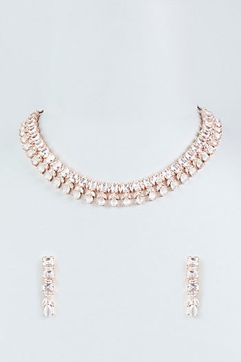 Rose Gold Finish Zircon Necklace Set