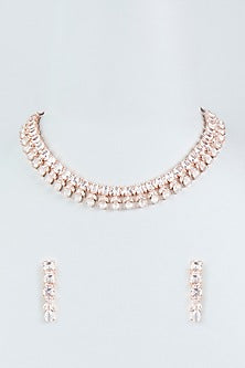 Rose Gold Finish Zircon Necklace Set