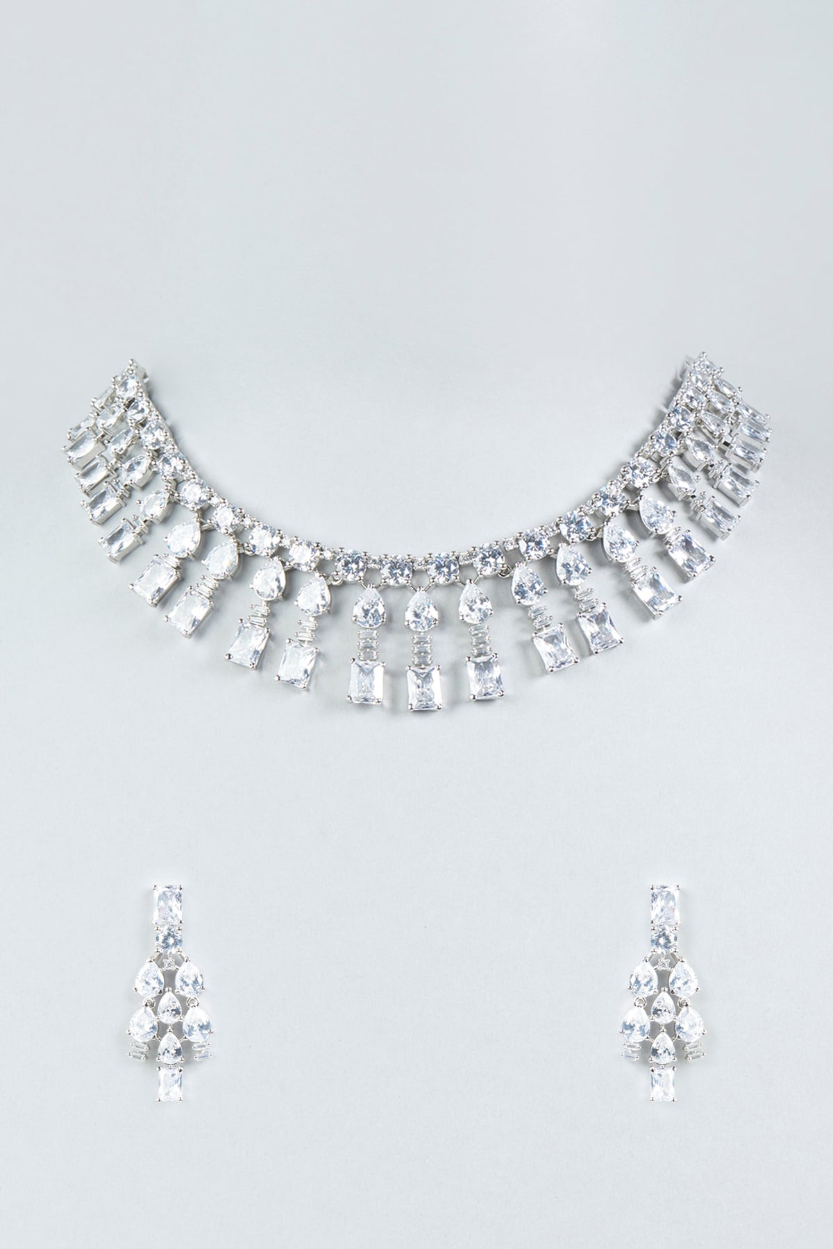 White Finish Zircon Necklace Set