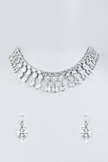 White Finish Zircon Necklace Set