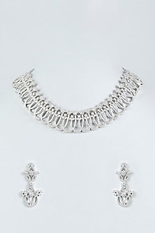 White Finish Zircon Necklace Set