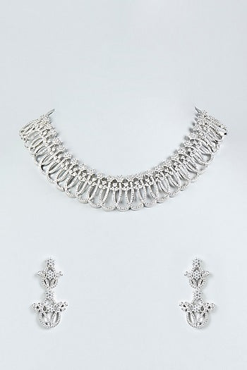 White Finish Zircon Necklace Set