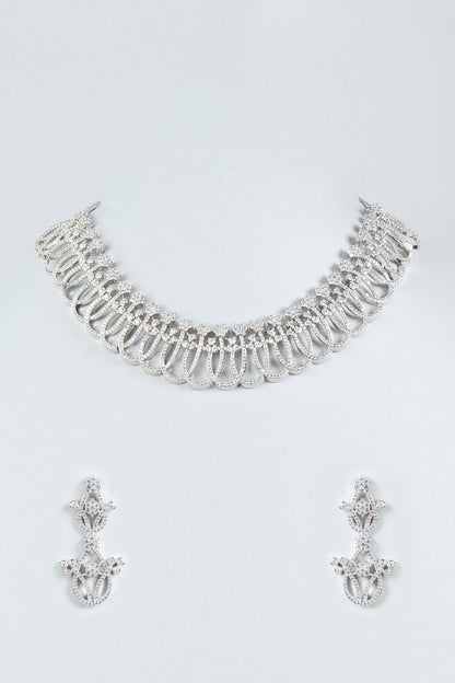 White Finish Zircon Necklace Set