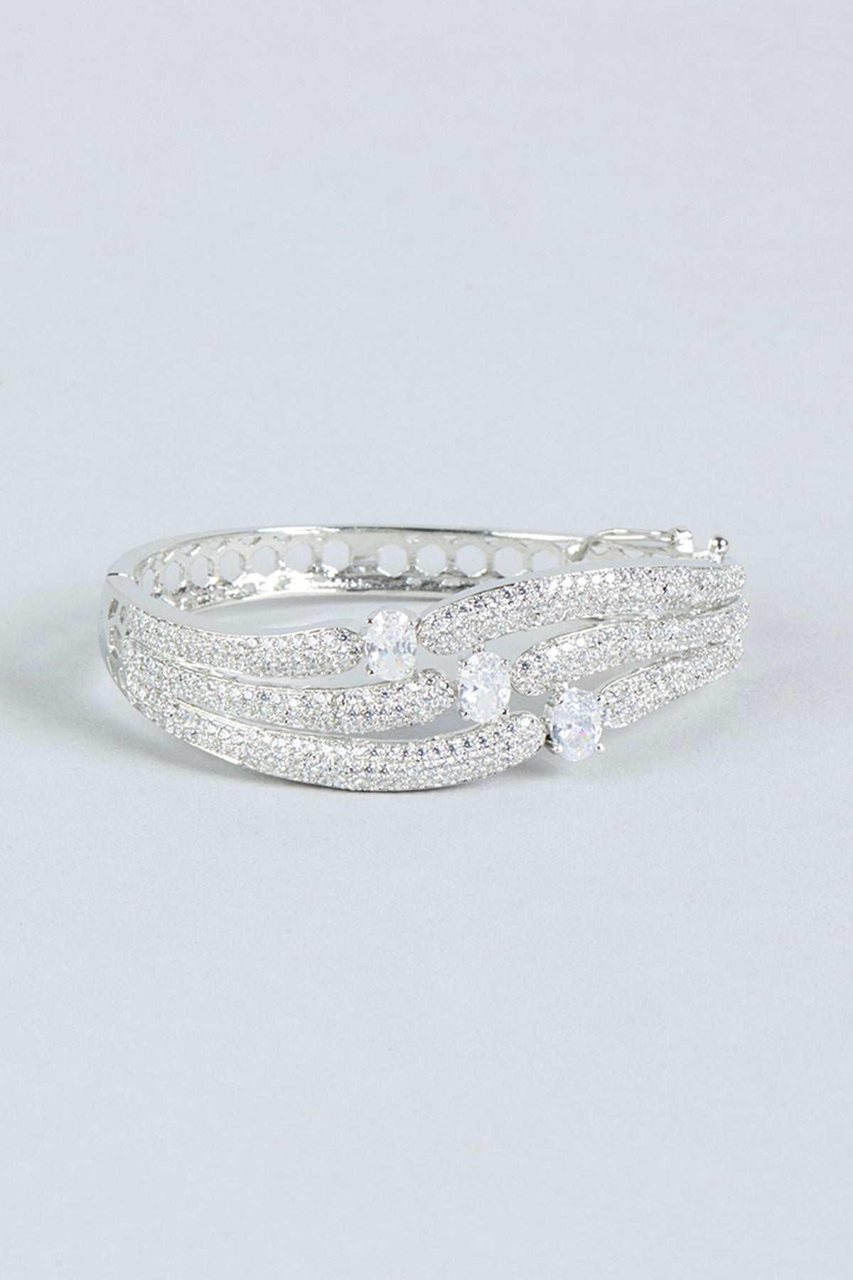 White Finish Faux Diamond Bracelet