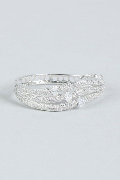 White Finish Faux Diamond Bracelet