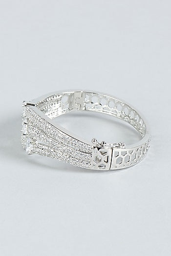 White Finish Faux Diamond Bracelet