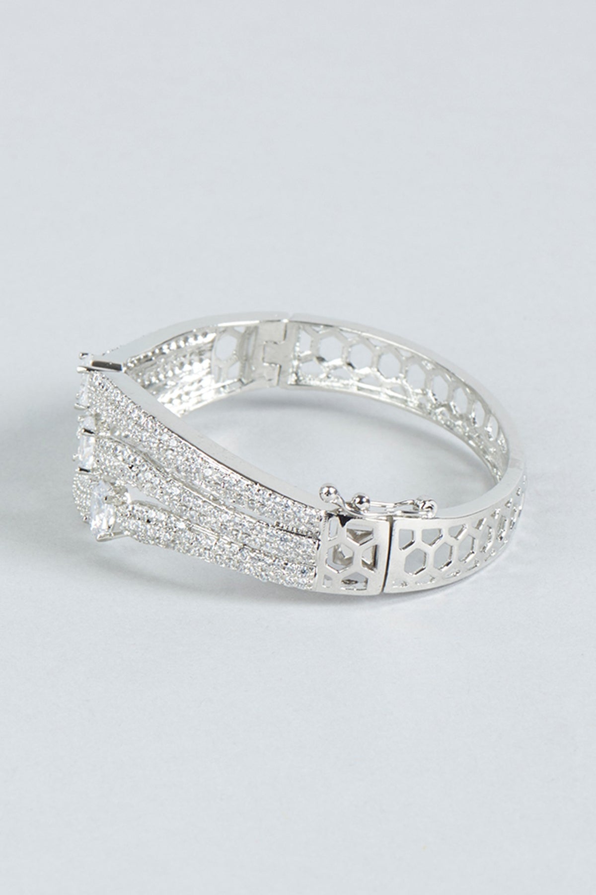 White Finish Faux Diamond Bracelet