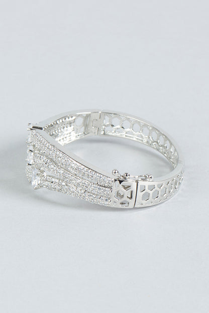 White Finish Faux Diamond Bracelet