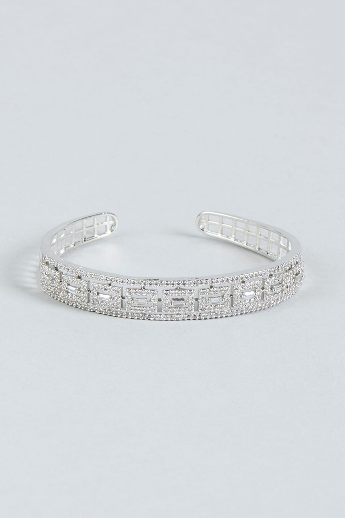 White Finish Faux Diamond Bracelet
