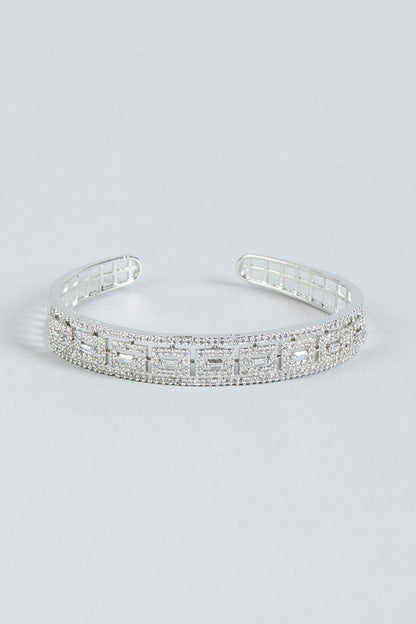 White Finish Faux Diamond Bracelet