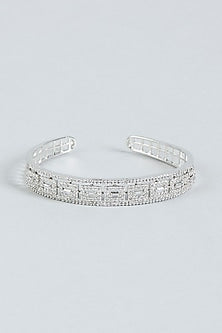White Finish Faux Diamond Bracelet