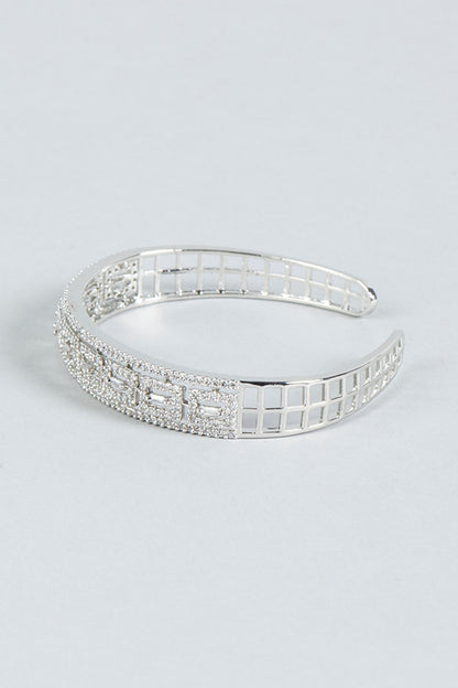 White Finish Faux Diamond Bracelet