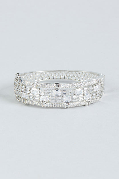 White Finish Faux Diamond Bracelet