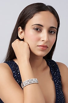 White Finish Faux Diamond Bracelet