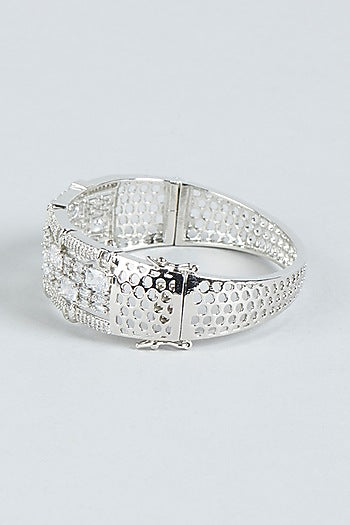 White Finish Faux Diamond Bracelet