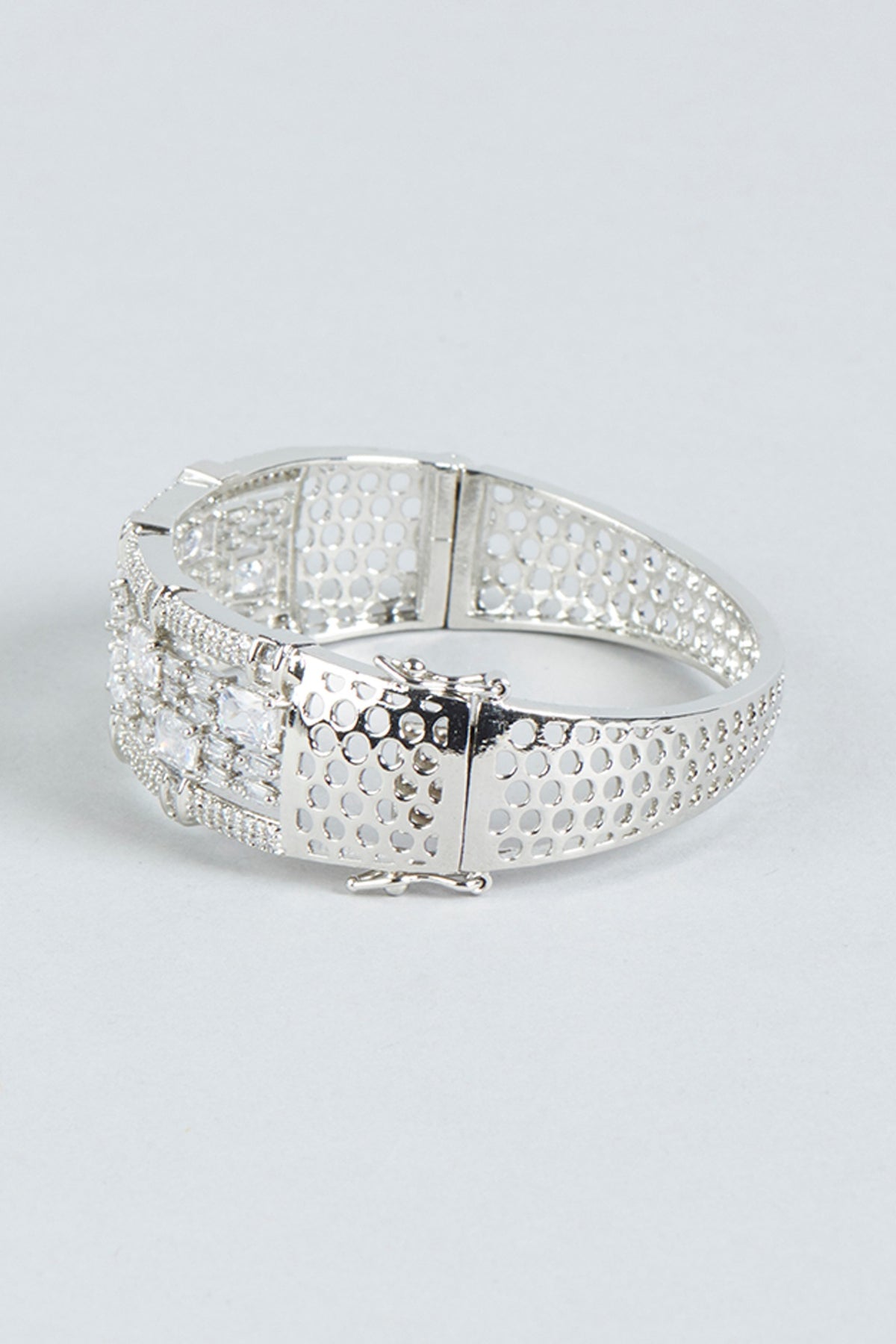 White Finish Faux Diamond Bracelet