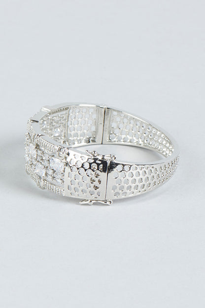 White Finish Faux Diamond Bracelet