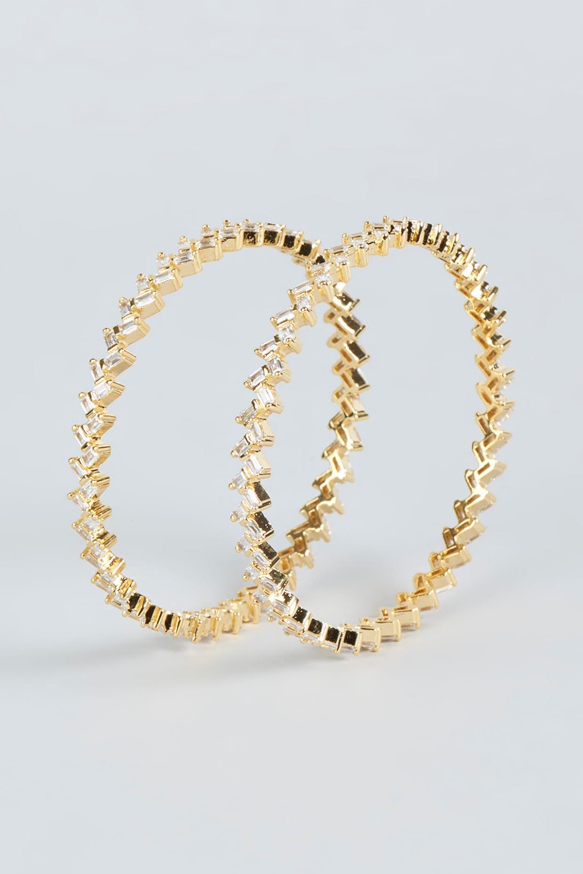 Gold Finish Zircon Bangles (Set Of 2)