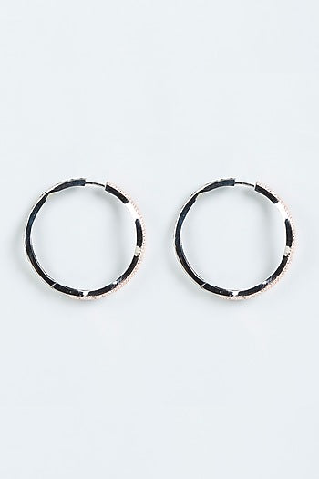 Two Tone Finish Zircon Hoop Earrings