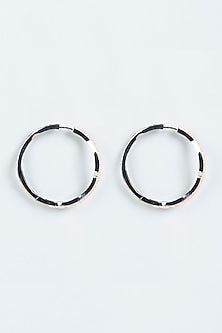 Two Tone Finish Zircon Hoop Earrings