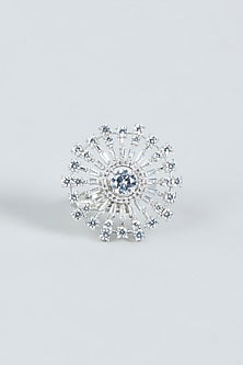 White Finish Zircon Stud Earrings