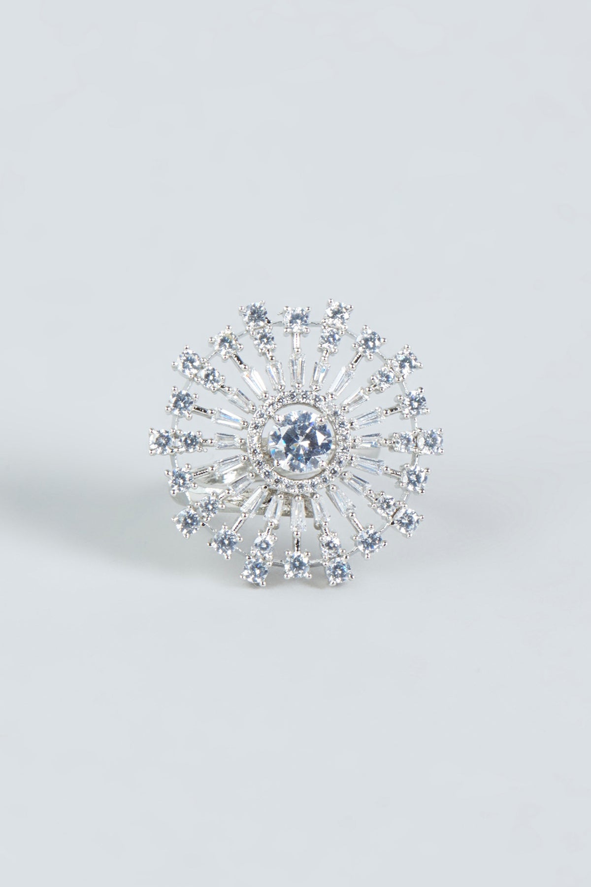 White Finish Zircon Stud Earrings