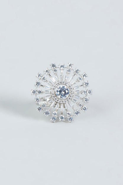 White Finish Zircon Stud Earrings