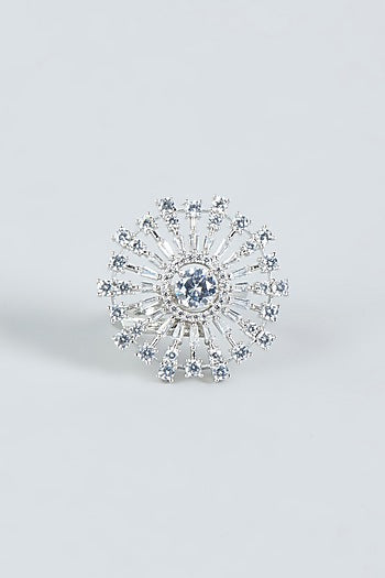 White Finish Zircon Stud Earrings
