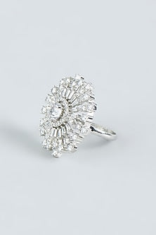 White Finish Zircon Stud Earrings