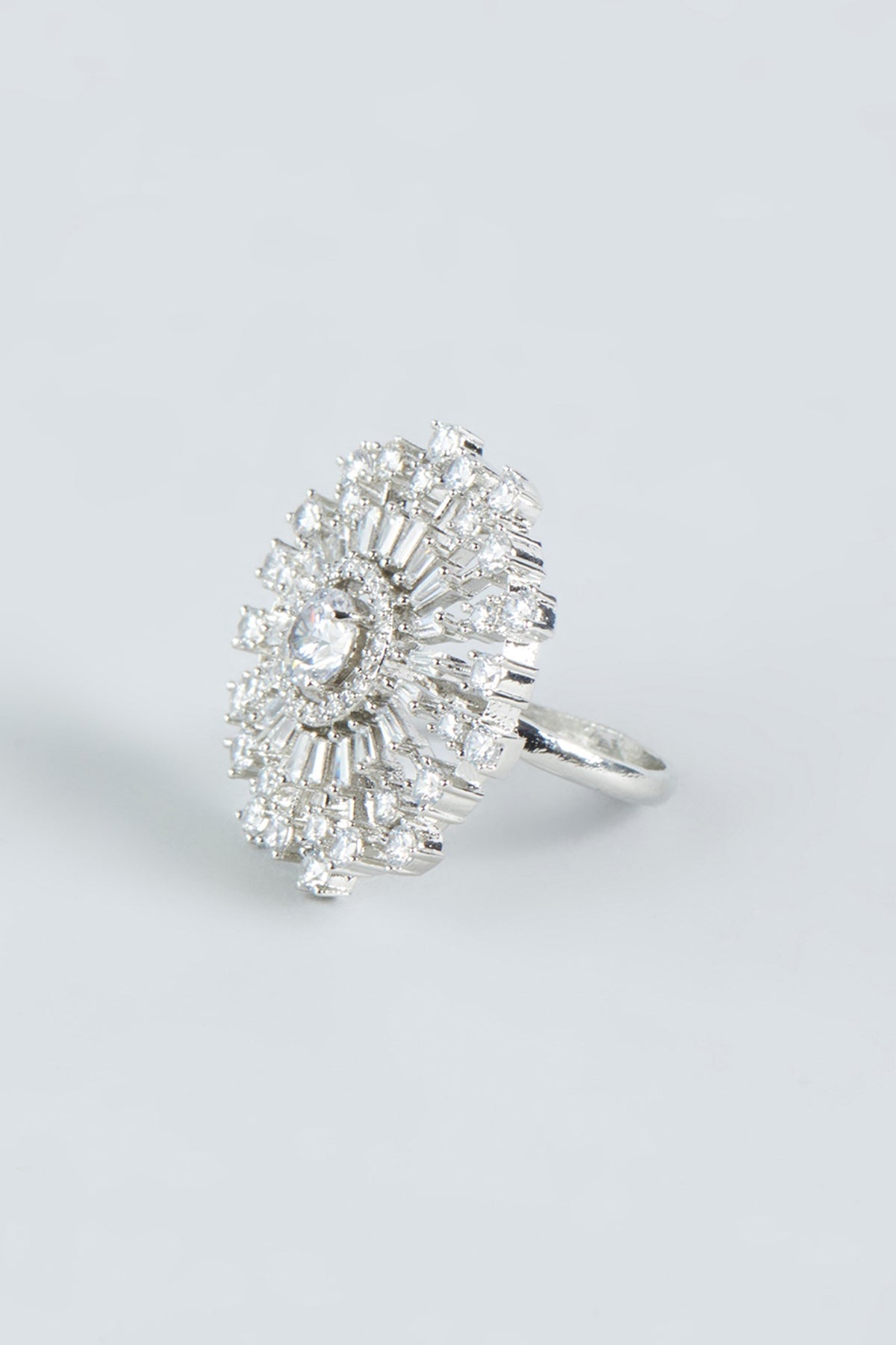 White Finish Zircon Stud Earrings
