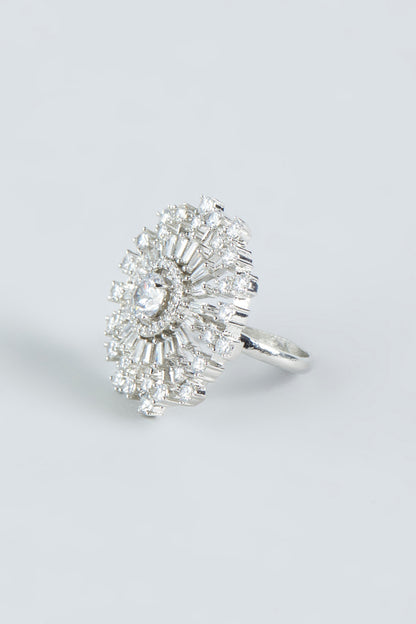 White Finish Zircon Stud Earrings