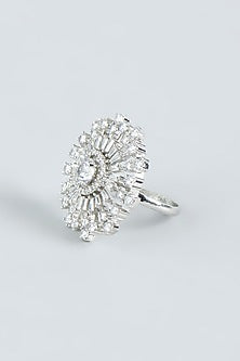 White Finish Zircon Stud Earrings