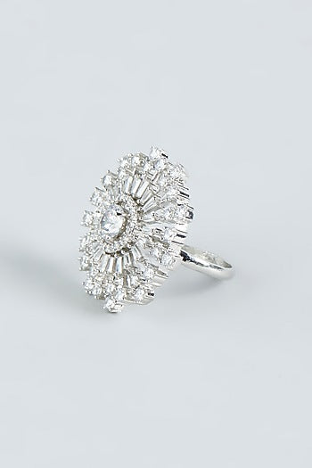 White Finish Zircon Stud Earrings