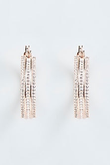 Rose Gold Finish Zircon Hoop Earrings