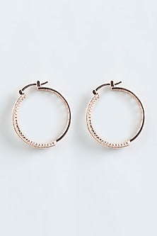 Rose Gold Finish Zircon Hoop Earrings